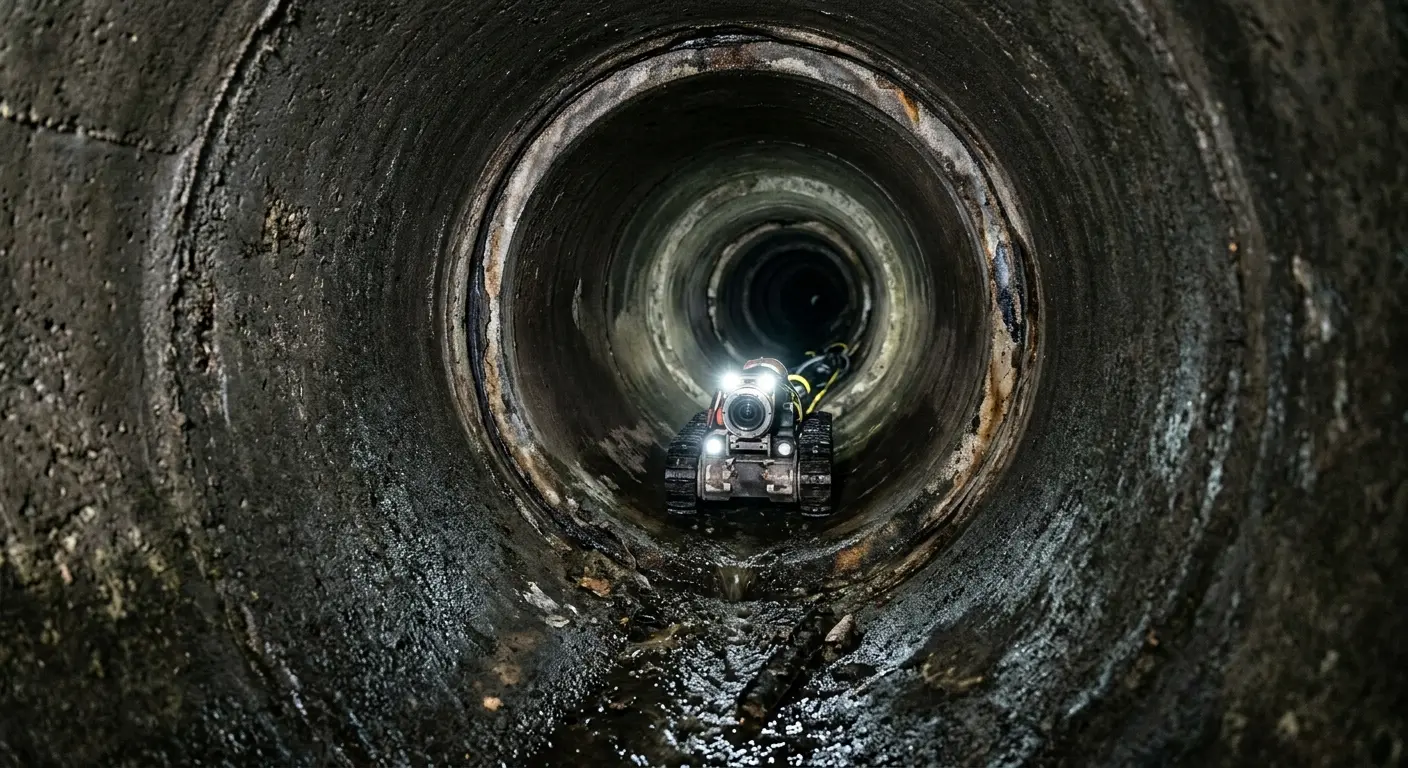 Robotic sewer camera inspecting pipe interior for Sewer Line Repair in Bayonne